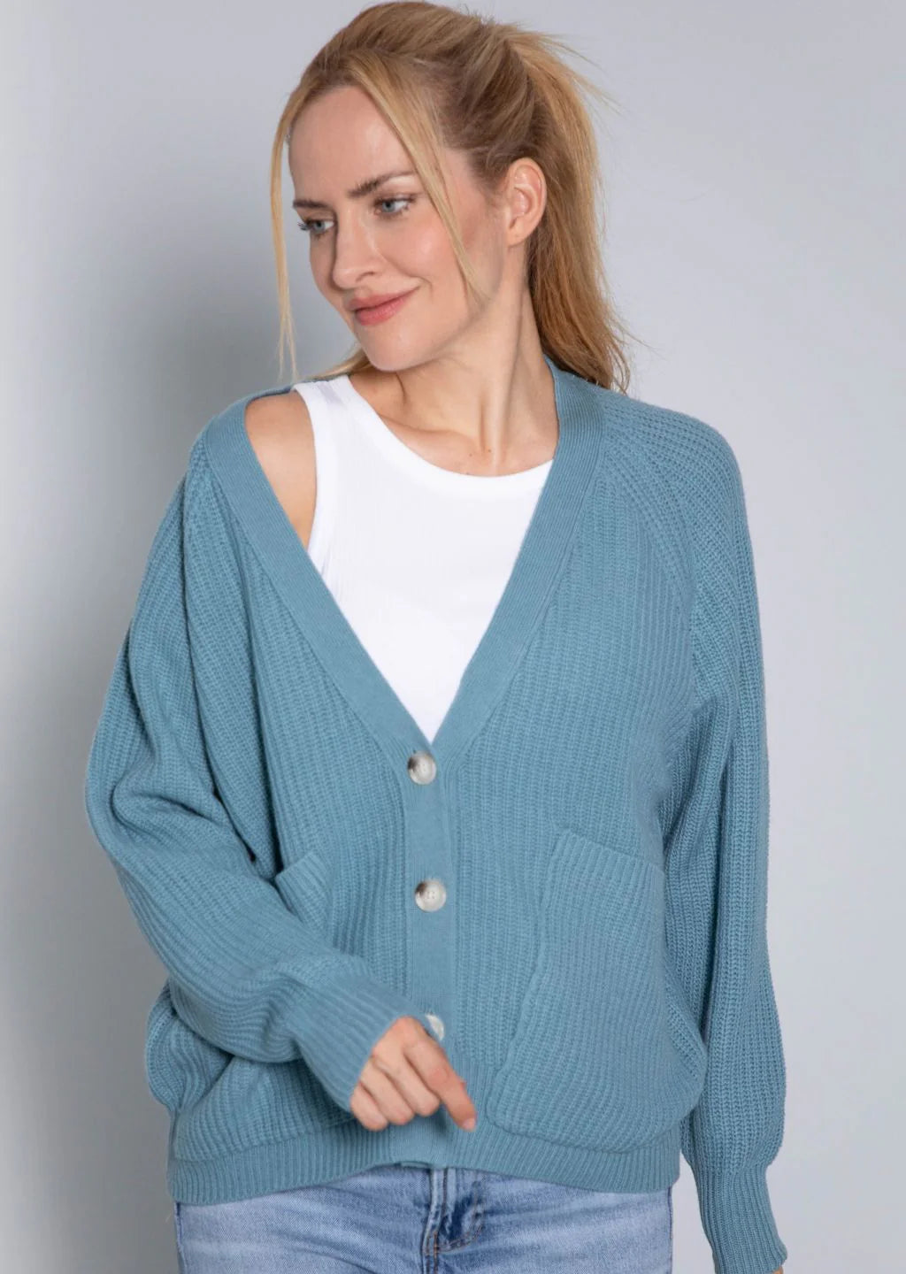 0039Italy LARA Schwarz Strickjacke aus Wolle/Cashmere